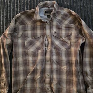 Ariat Brown and Tan Plaid Snap-Front Western Shirt